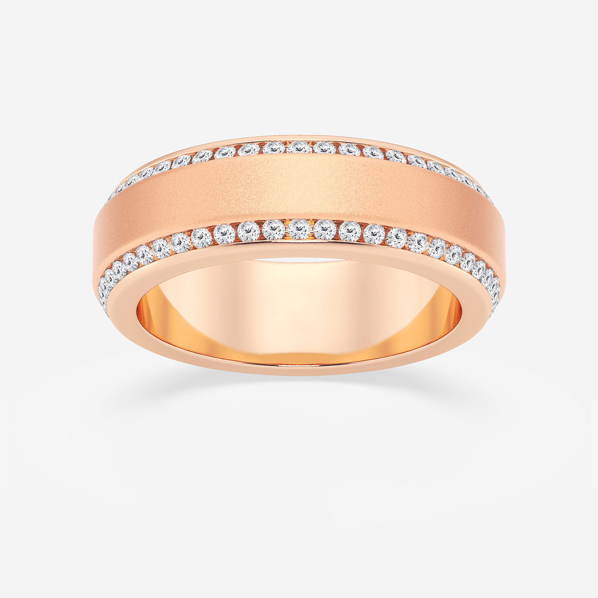 1 ctw Round Lab Grown Diamond 7mm Beveled Edge Sandblast Finish Eternity Band